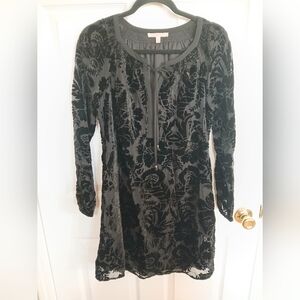 Gibson Latimer Burnt Velvet Black Mini Dress With Floral Design Whimsigoth Party